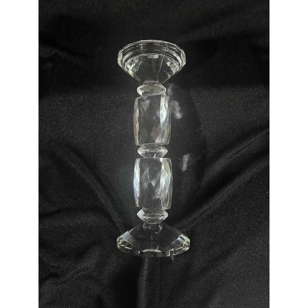 Lafayette Crystal candle‎ holder 10 1/2" Beautiful Square Pattern Cut
